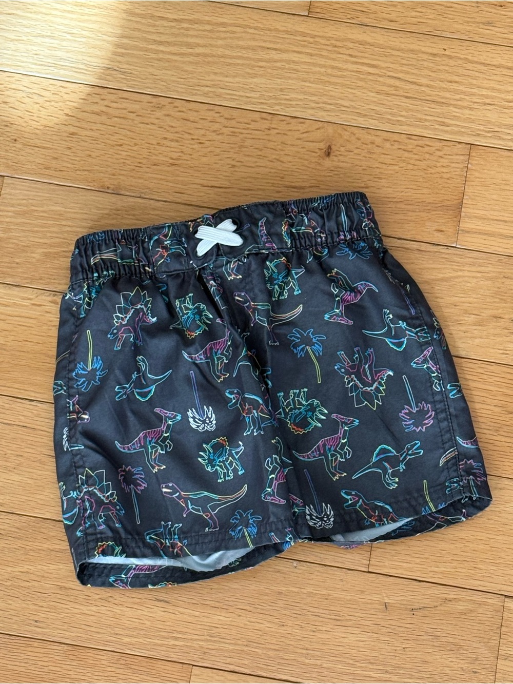 Cat & Jack Grey Swim Shorts with Neon Dinosaur Print Size 4T